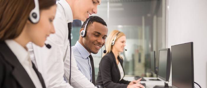 People working in a contact center