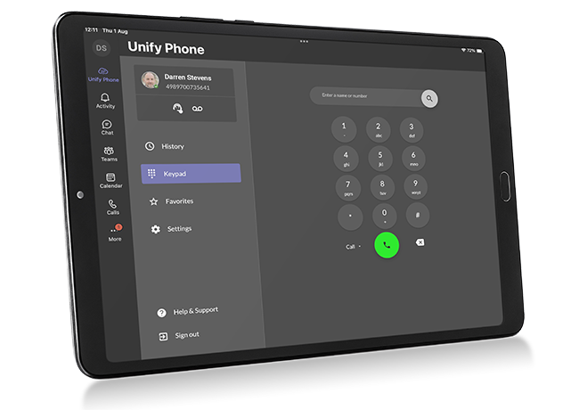MS Teams Unify Phone Tablet